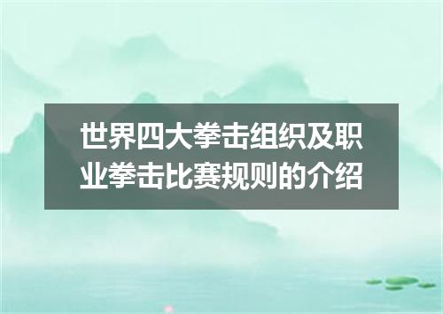 世界四大拳击组织及职业拳击比赛规则的介绍