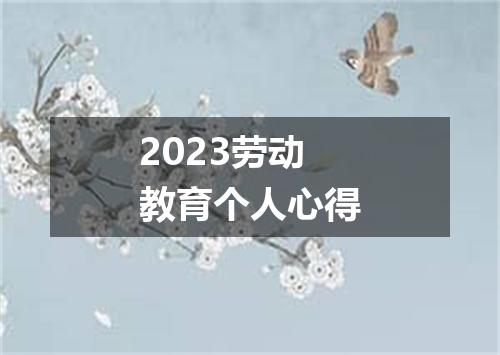 2023劳动教育个人心得