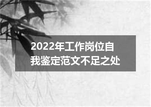 2022年工作岗位自我鉴定范文不足之处
