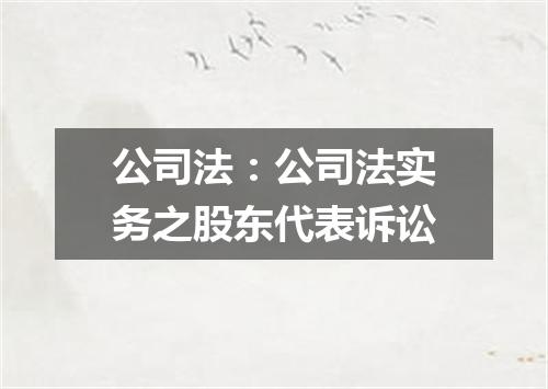 公司法：公司法实务之股东代表诉讼