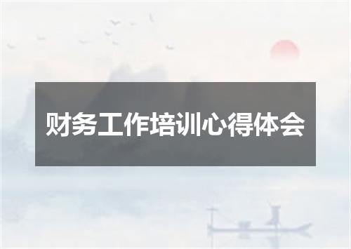财务工作培训心得体会