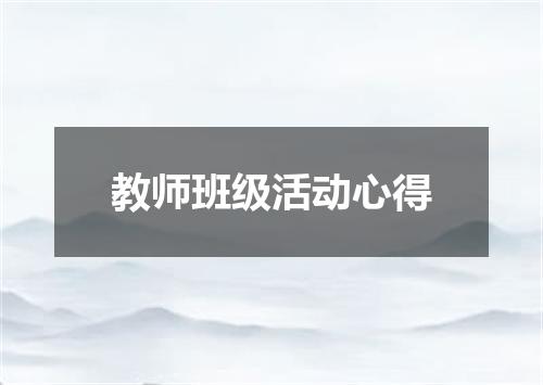 教师班级活动心得
