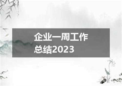 企业一周工作总结2023