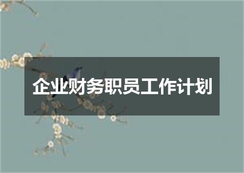 企业财务职员工作计划