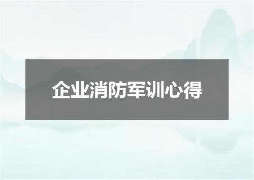 企业消防军训心得