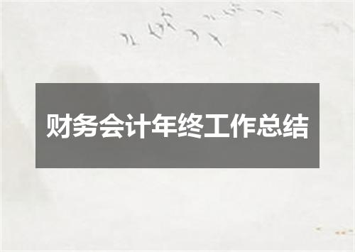 财务会计年终工作总结