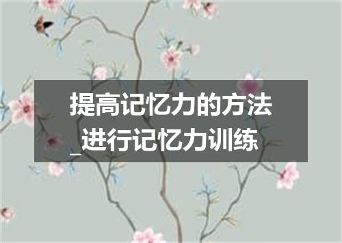 提高记忆力的方法_进行记忆力训练