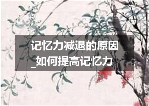 记忆力减退的原因_如何提高记忆力