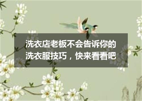 洗衣店老板不会告诉你的洗衣服技巧,快来看看吧