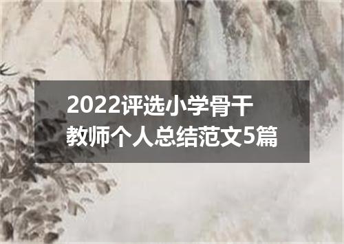 2022评选小学骨干教师个人总结范文5篇