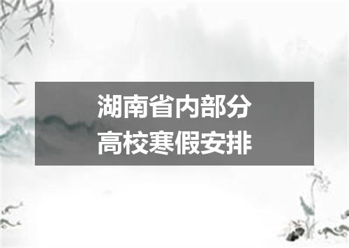 湖南省内部分高校寒假安排
