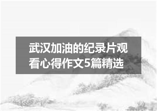 武汉加油的纪录片观看心得作文5篇精选