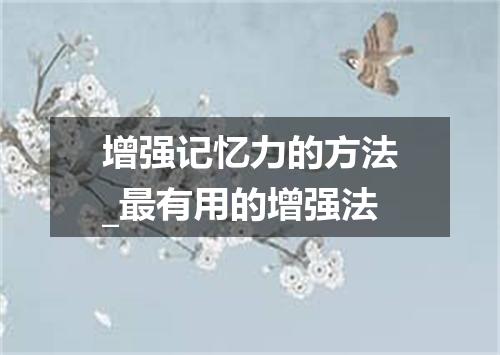 增强记忆力的方法_最有用的增强法