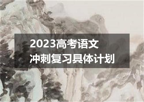 2023高考语文冲刺复习具体计划
