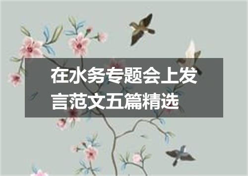 在水务专题会上发言范文五篇精选