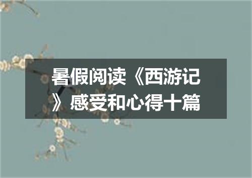 暑假阅读《西游记》感受和心得十篇