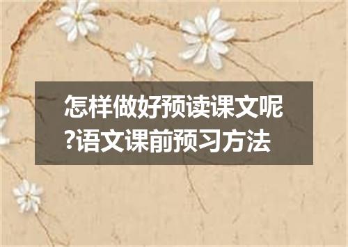 怎样做好预读课文呢?语文课前预习方法
