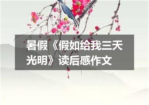 暑假《假如给我三天光明》读后感作文