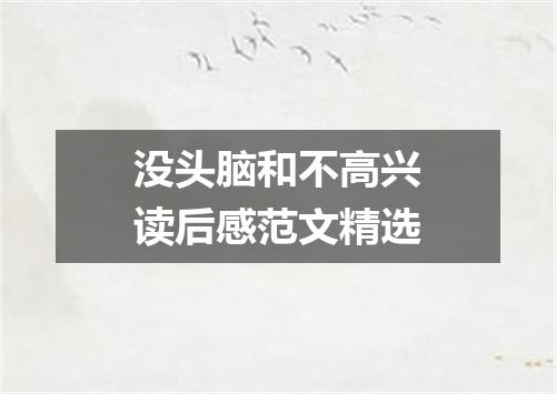 没头脑和不高兴读后感范文精选