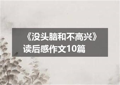 《没头脑和不高兴》读后感作文10篇
