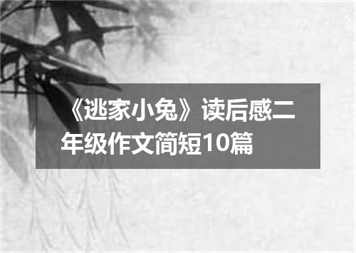 《逃家小兔》读后感二年级作文简短10篇
