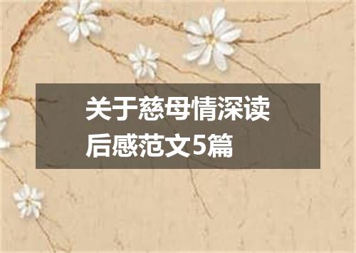 关于慈母情深读后感范文5篇