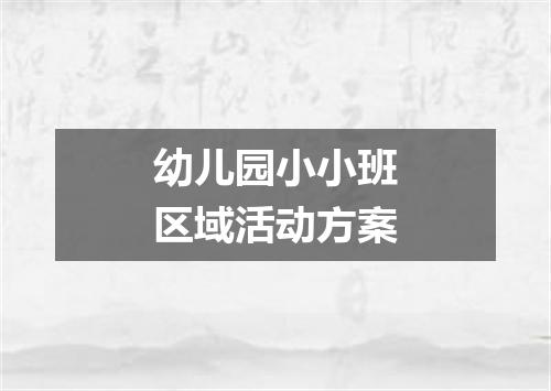 幼儿园小小班区域活动方案