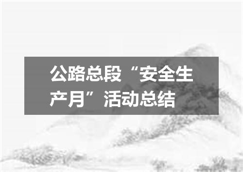 公路总段“安全生产月”活动总结