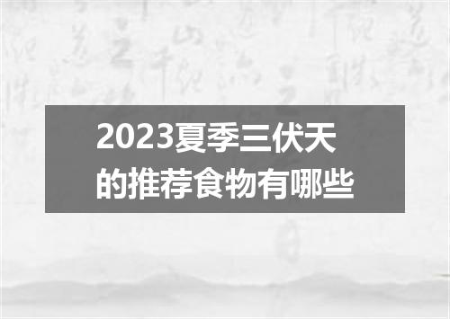 2023夏季三伏天的推荐食物有哪些