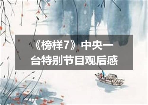 《榜样7》中央一台特别节目观后感