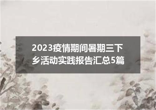 2023疫情期间暑期三下乡活动实践报告汇总5篇