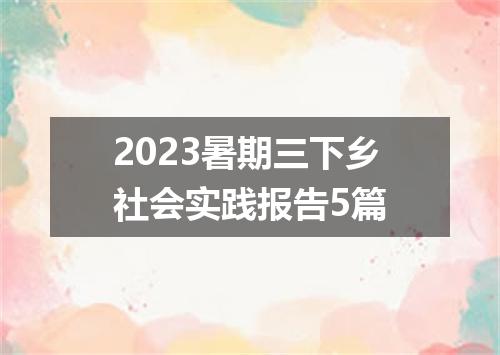 2023暑期三下乡社会实践报告5篇