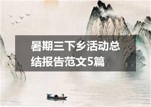 暑期三下乡活动总结报告范文5篇