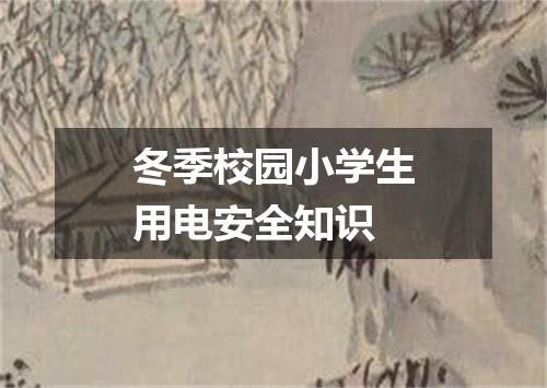 冬季校园小学生用电安全知识