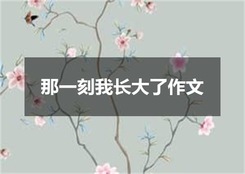 那一刻我长大了作文