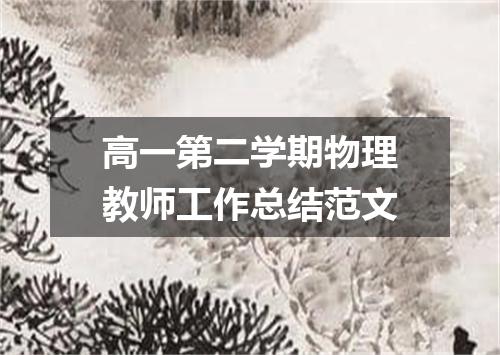 高一第二学期物理教师工作总结范文