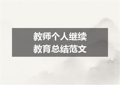 教师个人继续教育总结范文