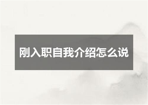 刚入职自我介绍怎么说
