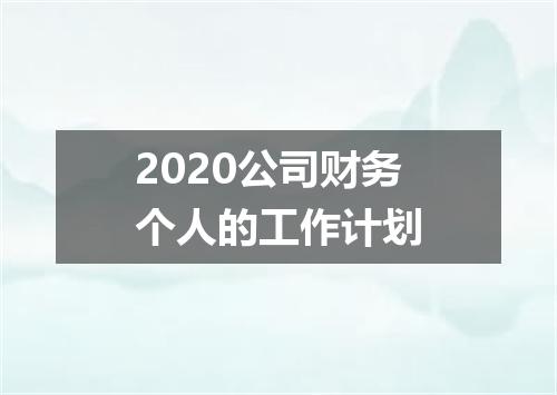 2020公司财务个人的工作计划