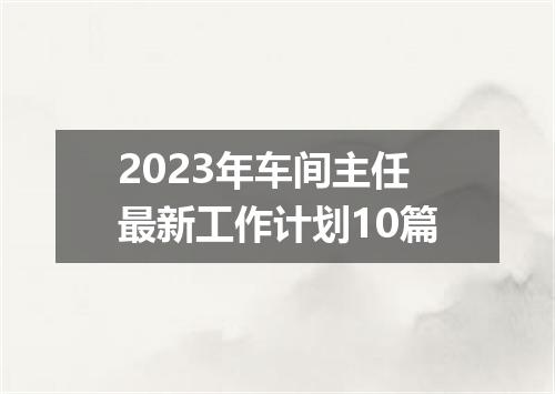 2023年车间主任最新工作计划10篇