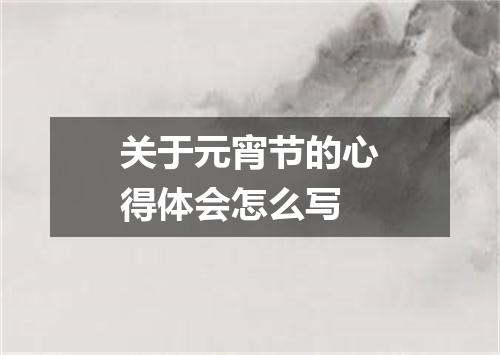 关于元宵节的心得体会怎么写