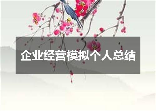 企业经营模拟个人总结