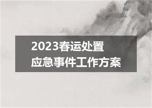 2023春运处置应急事件工作方案