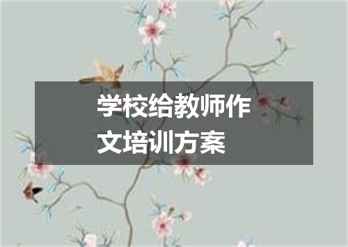 学校给教师作文培训方案