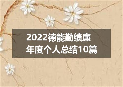2022德能勤绩廉年度个人总结10篇