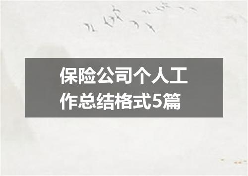 保险公司个人工作总结格式5篇