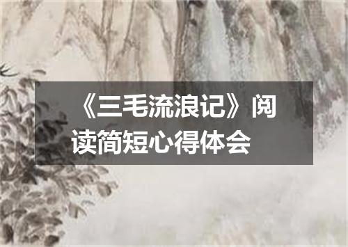 《三毛流浪记》阅读简短心得体会