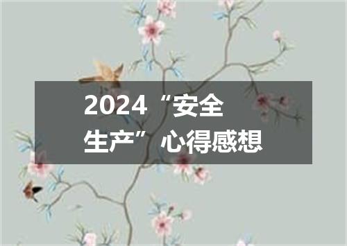 2024“安全生产”心得感想
