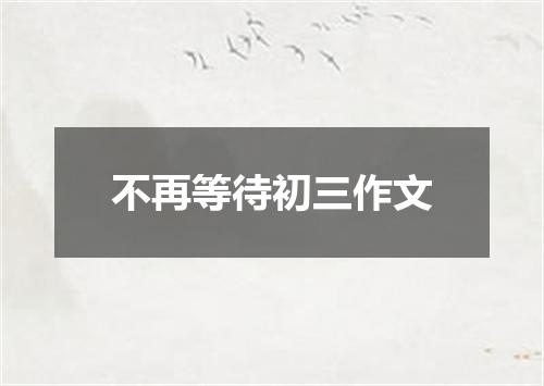不再等待初三作文