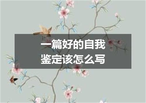 一篇好的自我鉴定该怎么写